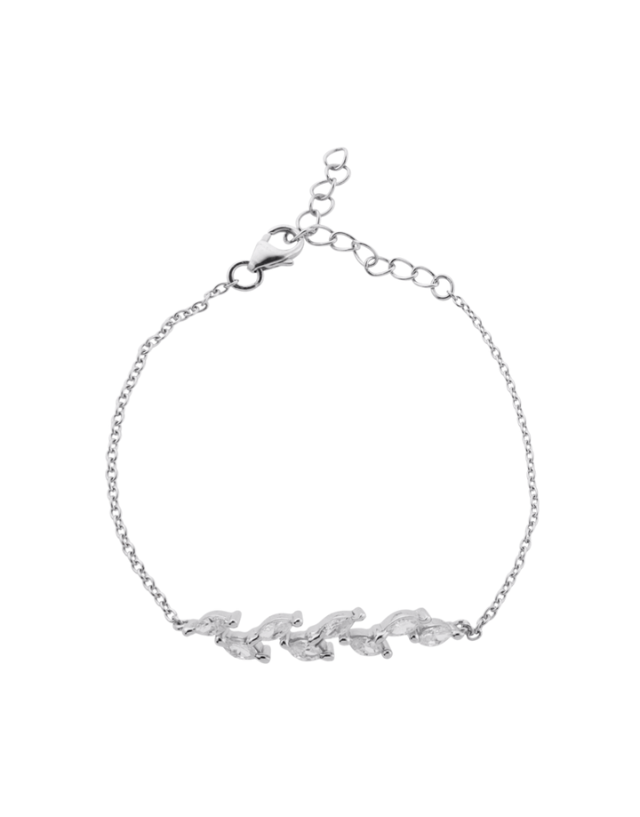925 Silver Zircon Ferns Bracelet Link Chain | House of Diana