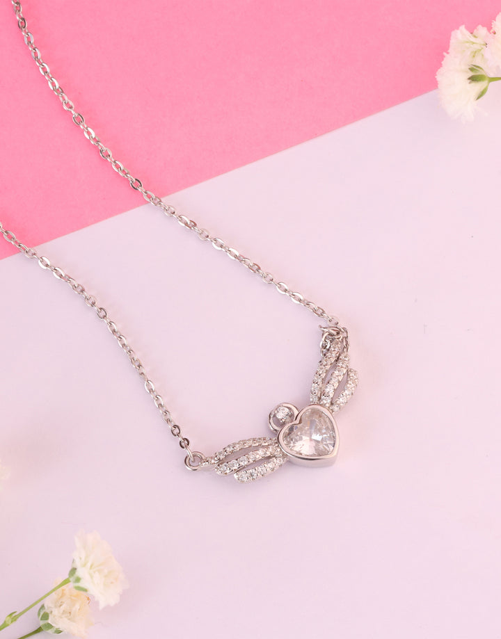 angel wings heart sterling silver pendant