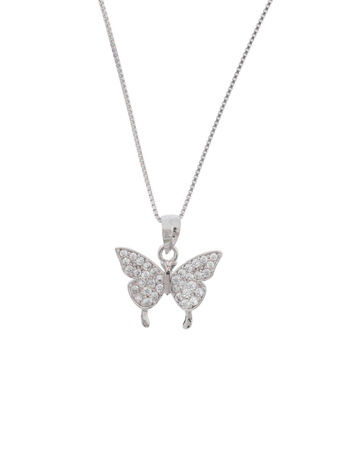 butterfly white sterling silver cz pendant charm