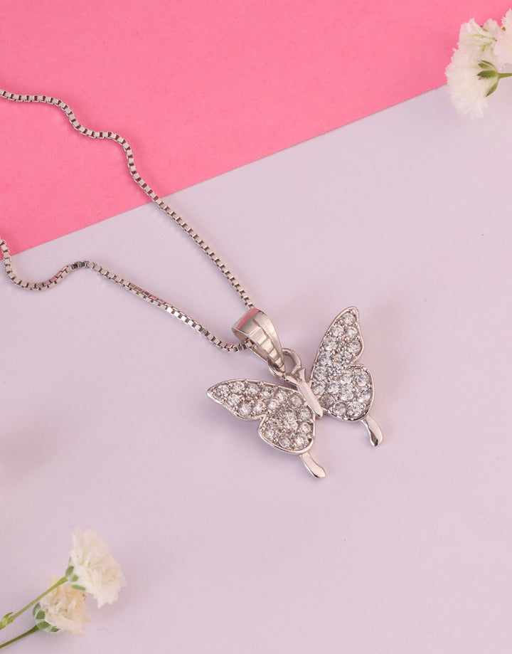 butterfly white sterling silver cz pendant charm