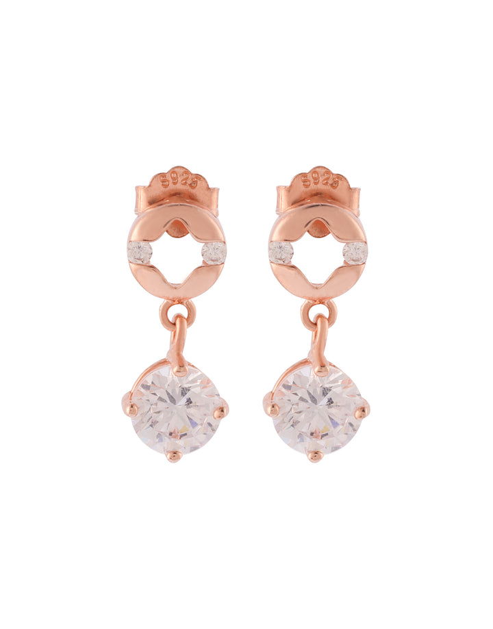 classic rose gold stone dangle sterling silver earrings
