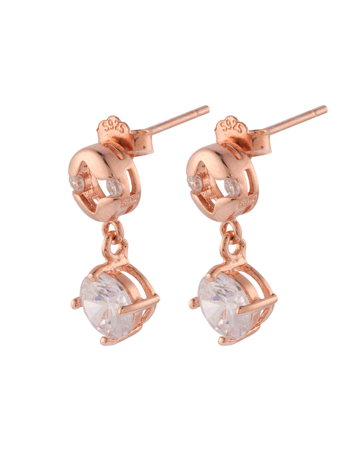 classic rose gold stone dangle sterling silver earrings