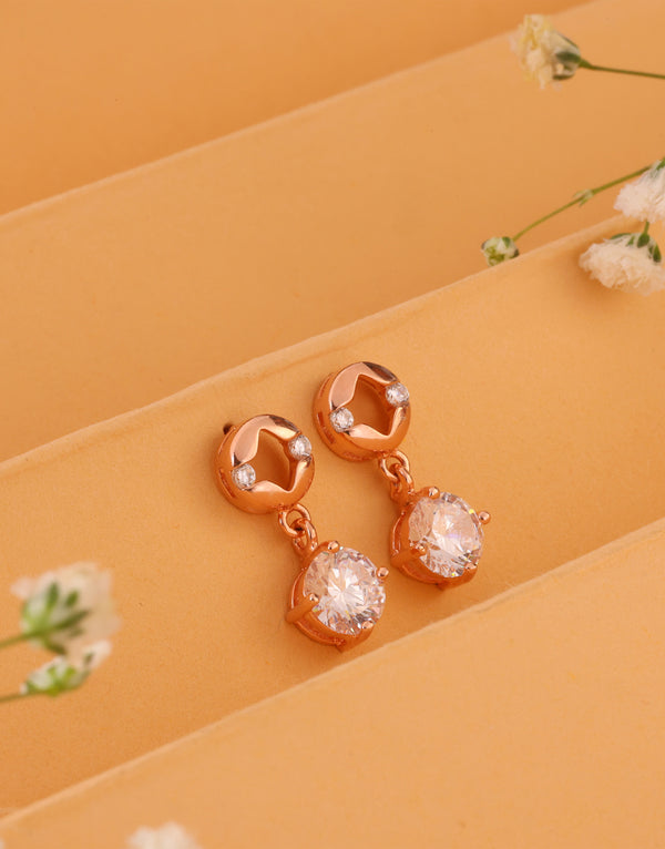classic rose gold stone dangle sterling silver earrings
