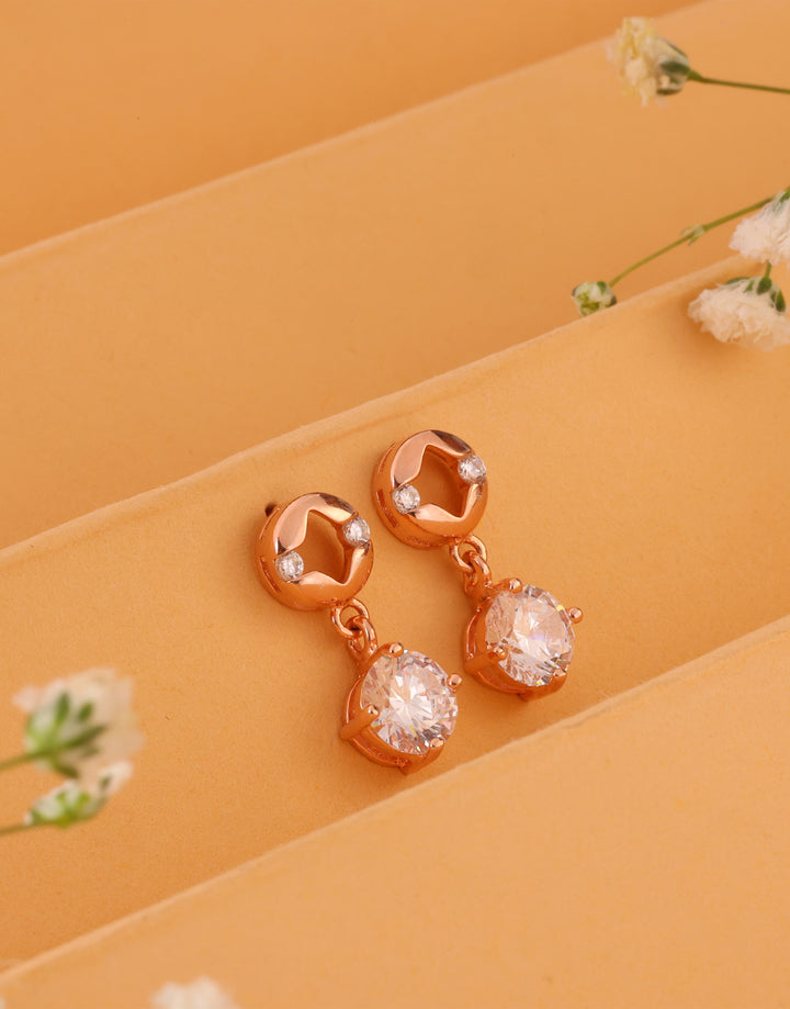 classic rose gold stone dangle sterling silver earrings