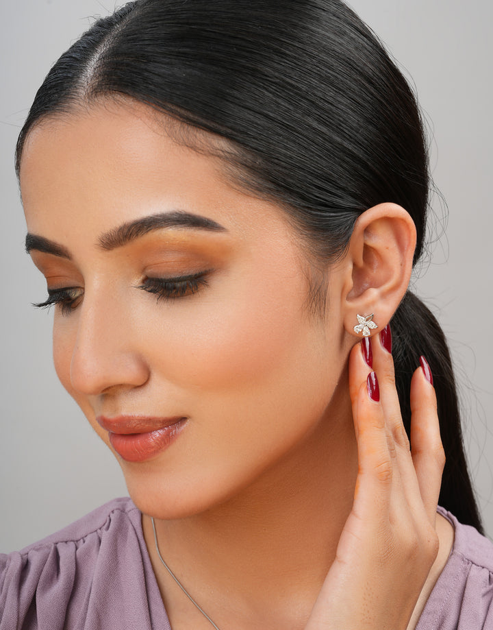 floral sterling silver pendant and stud earrings set