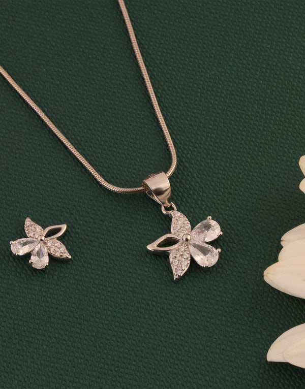floral sterling silver pendant and stud earrings set