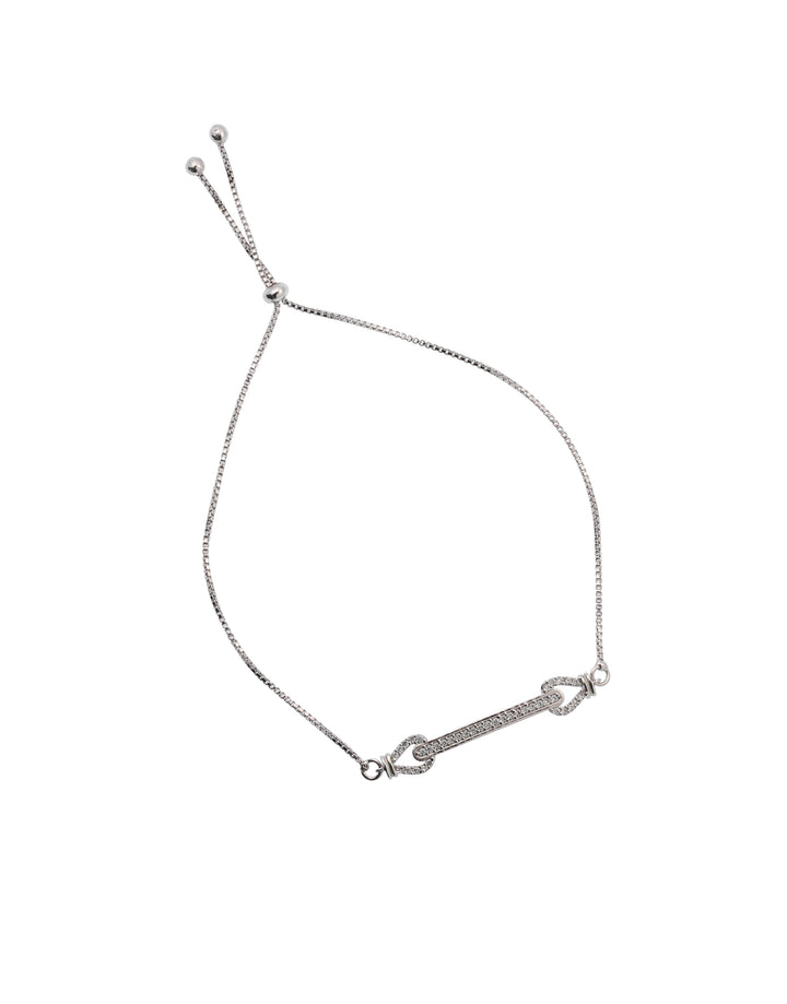 dual arrow adjustable sterling silver cz bracelet