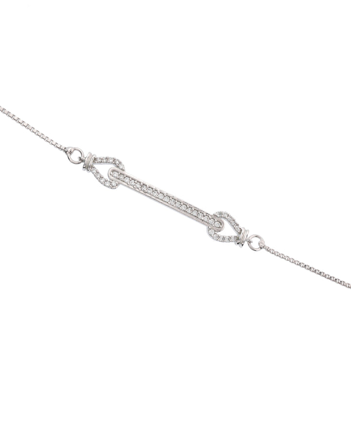 dual arrow adjustable sterling silver cz bracelet