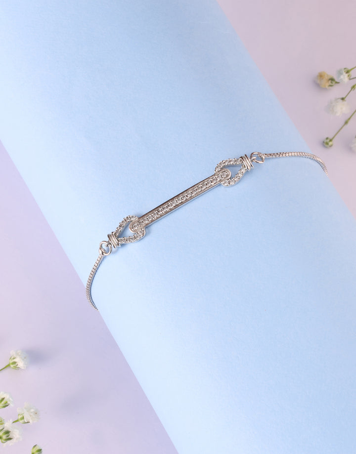 dual arrow adjustable sterling silver cz bracelet