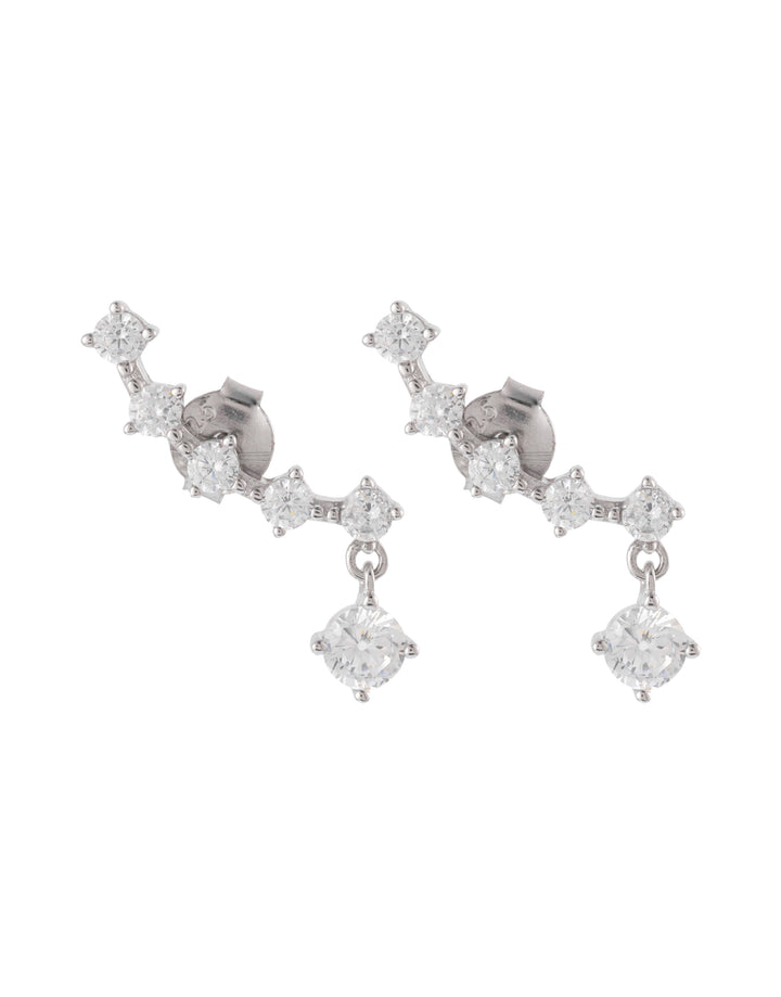curved crystal drop earrings sterling silver design