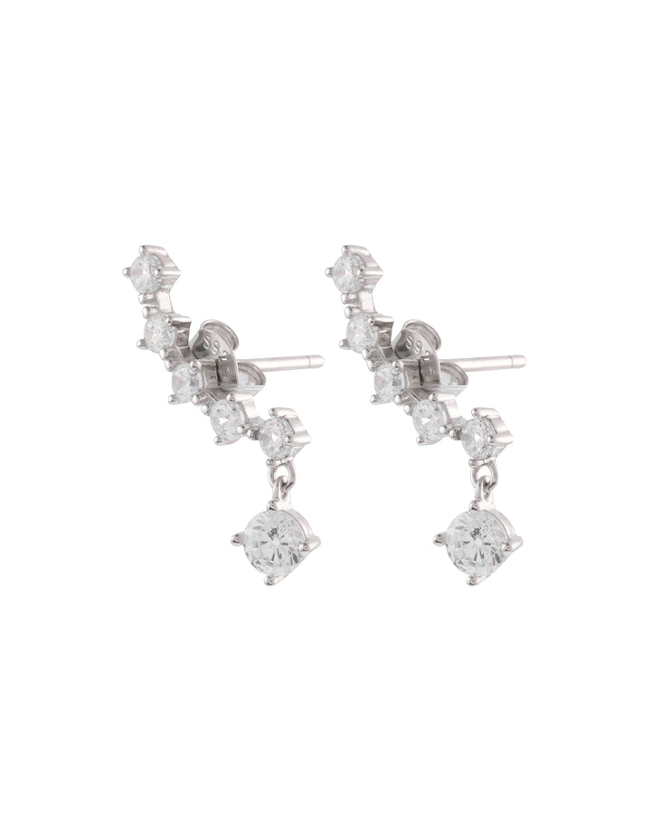 curved crystal drop earrings sterling silver design
