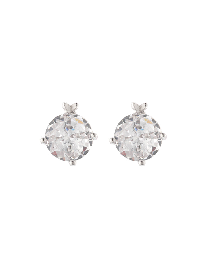elegant white solitaire sterling silver stud earrings