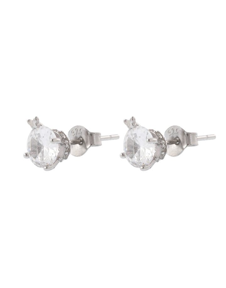 elegant white solitaire sterling silver stud earrings