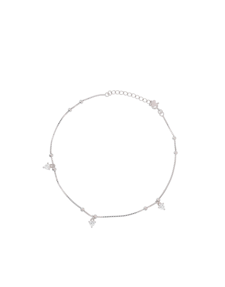 elegant heart charm sterling silver anklet for daily wear