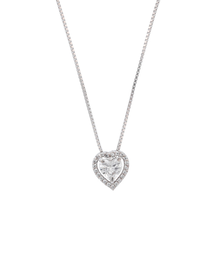 heart-shaped sterling silver charm and stud earrings set with multiple cz stones