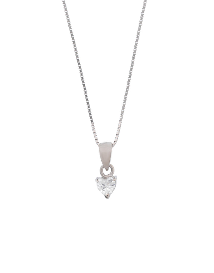 heart-shaped sterling silver cz pendant charm and stud earrings set