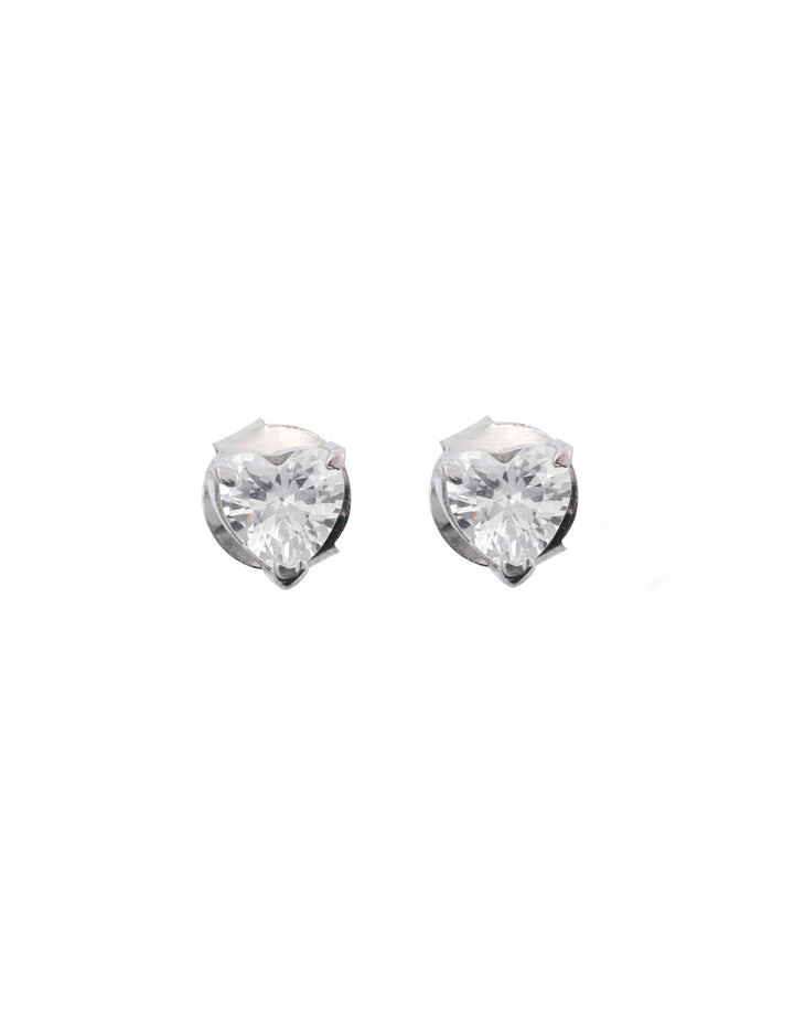 heart-shaped sterling silver cz pendant charm and stud earrings set