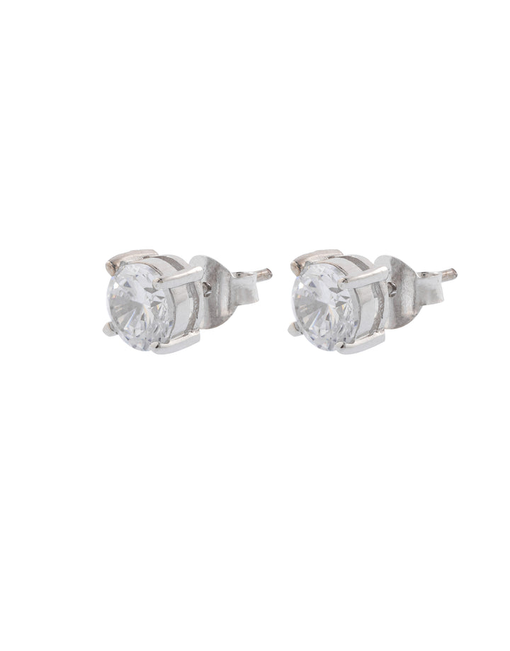 minimal princess-cut crystal sterling silver stud earrings