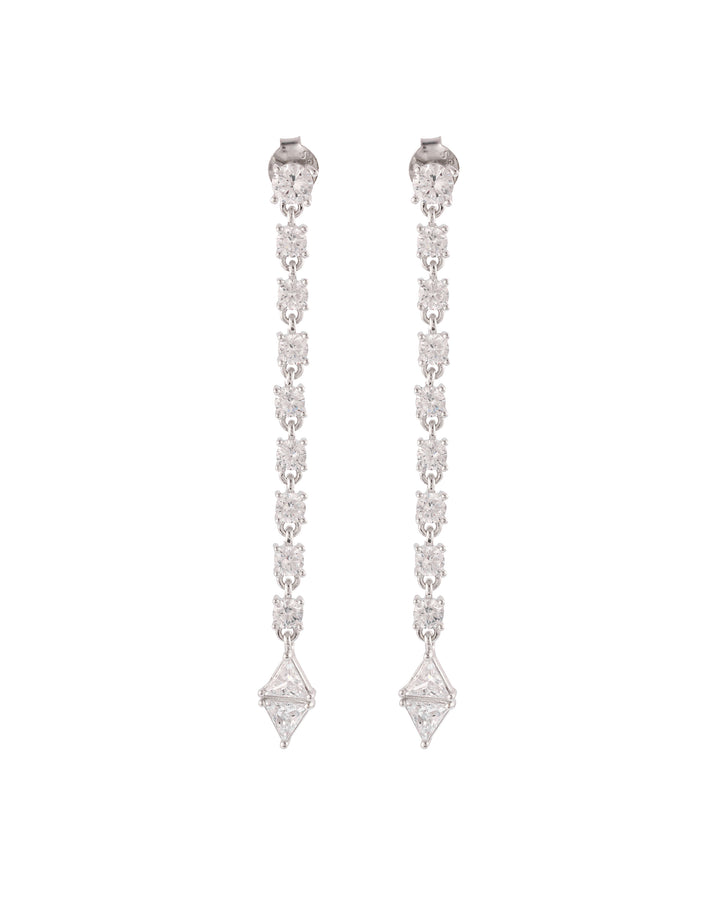 white crystal sterling silver dangler earrings elegant design