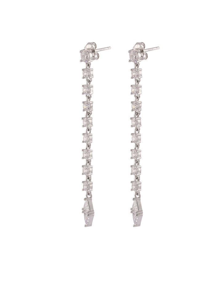 white crystal sterling silver dangler earrings elegant design