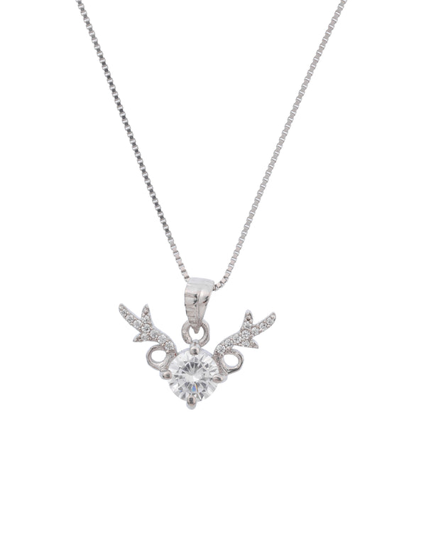 reindeer antler snow white sterling silver cz pendant charm