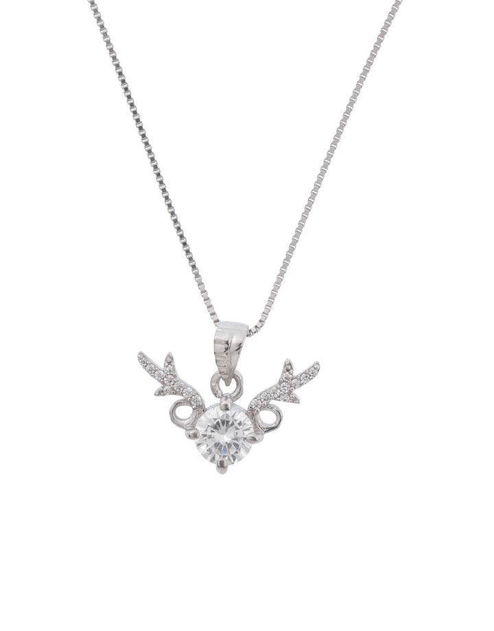 reindeer antler snow white sterling silver cz pendant charm