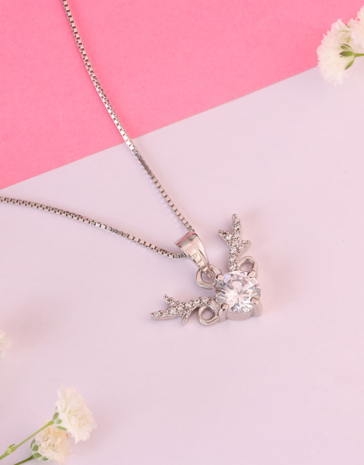 reindeer antler snow white sterling silver cz pendant charm