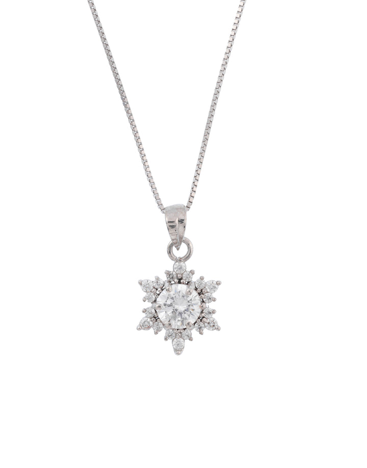 snowflake design sterling silver cz pendant charm