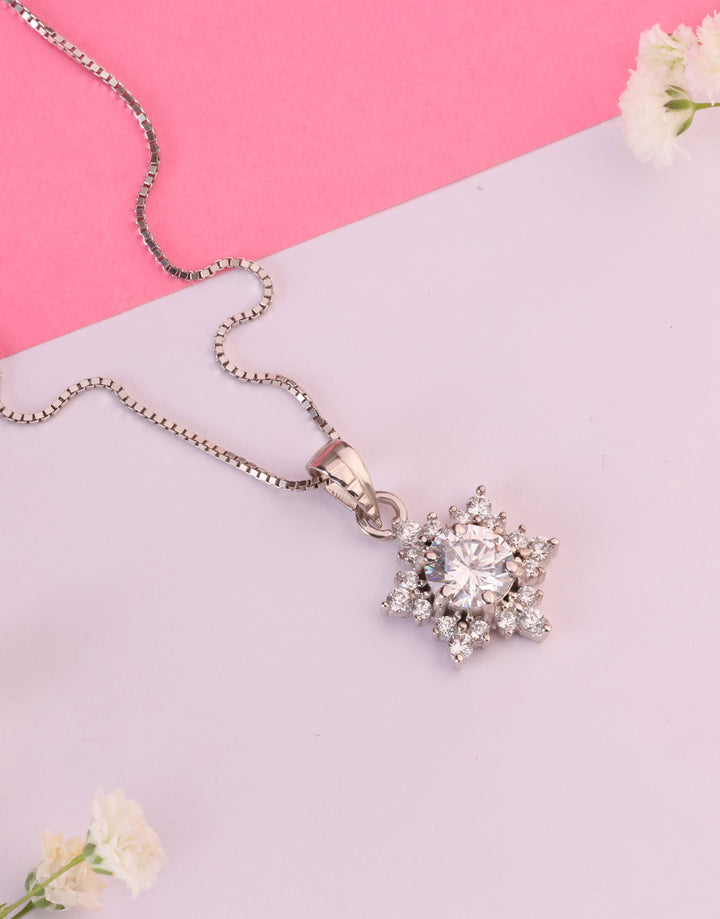 snowflake design sterling silver cz pendant charm
