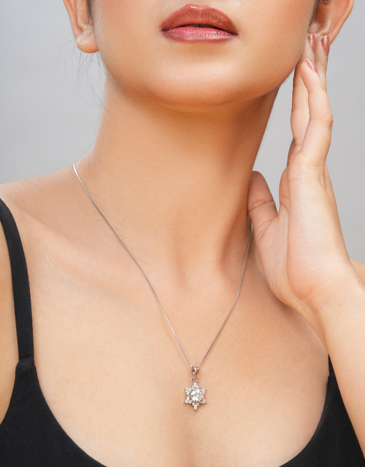 snowflake design sterling silver cz pendant charm