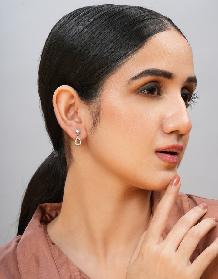teardrop crystal sterling silver earrings