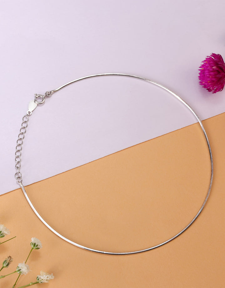 classic sleek snake design sterling silver anklet for women