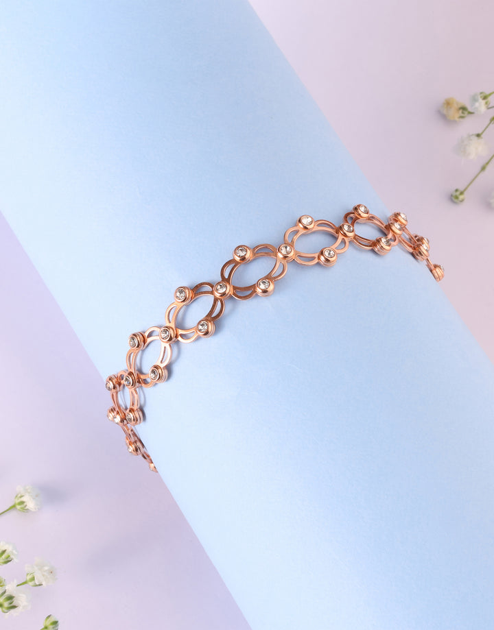delicate adjustable rose gold bracelet with white stones
