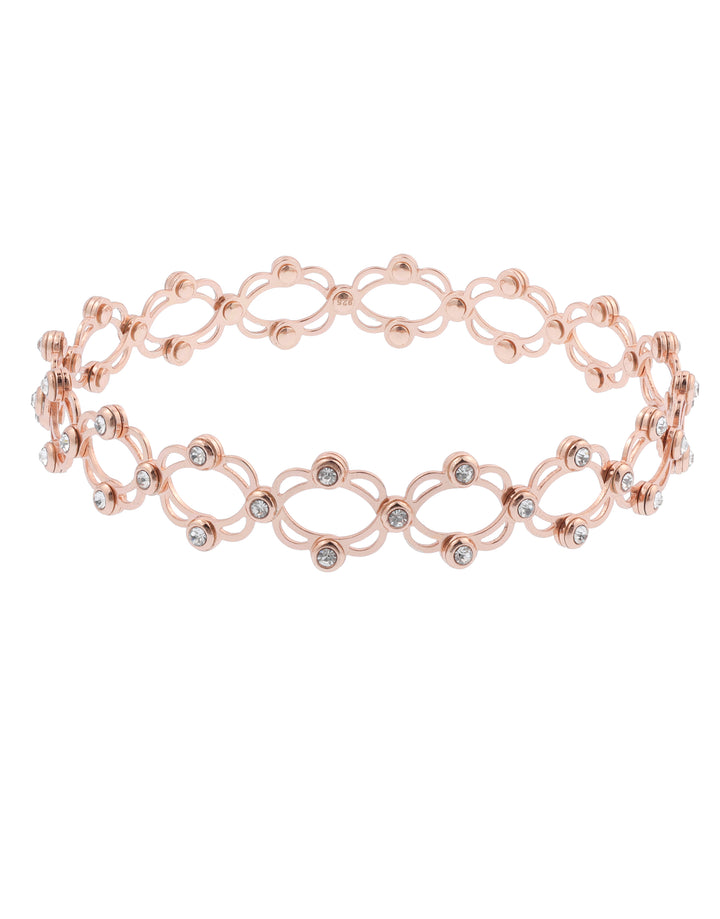 delicate adjustable rose gold bracelet with white stones