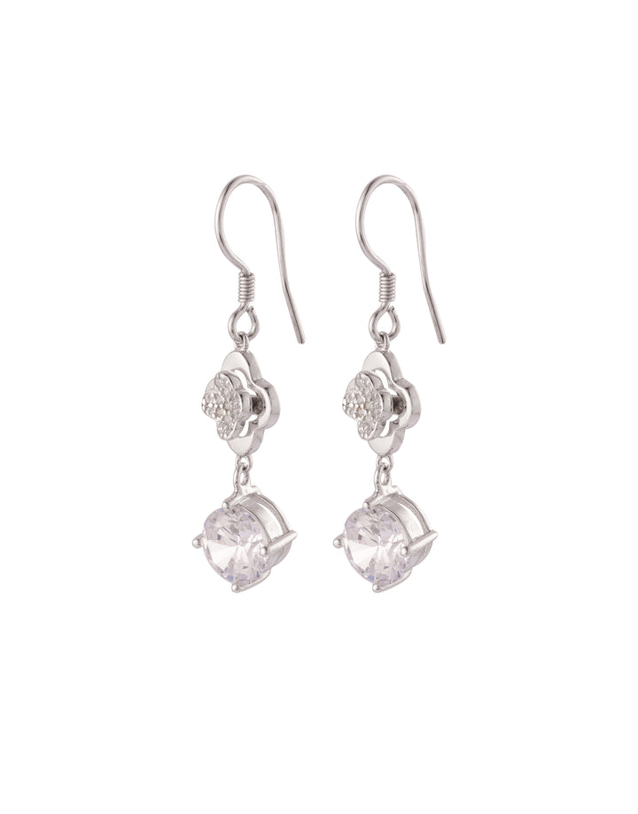 elegant silver drop earrings with sparkling white stones