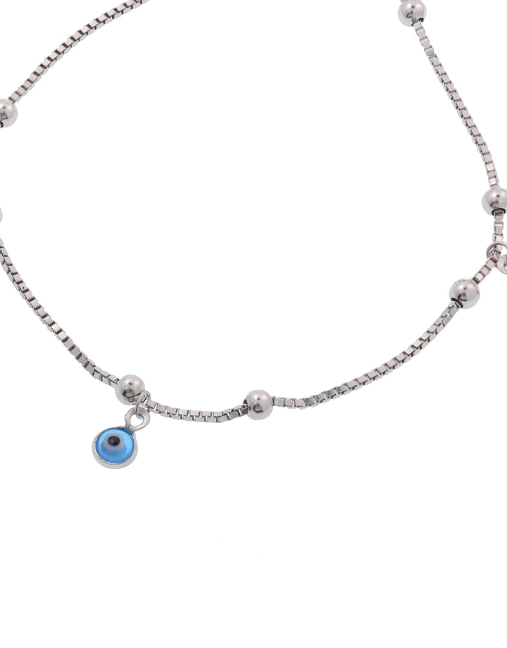 protective evil eye sterling silver anklet with charm