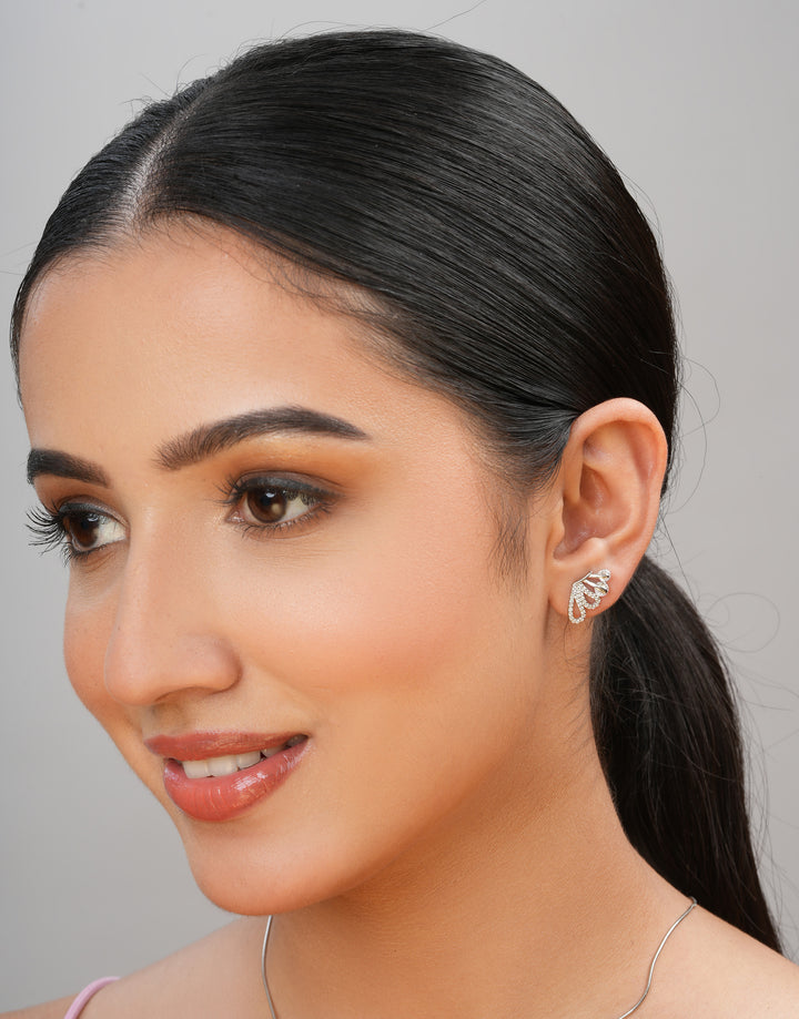half butterfly wings sterling silver stud earrings