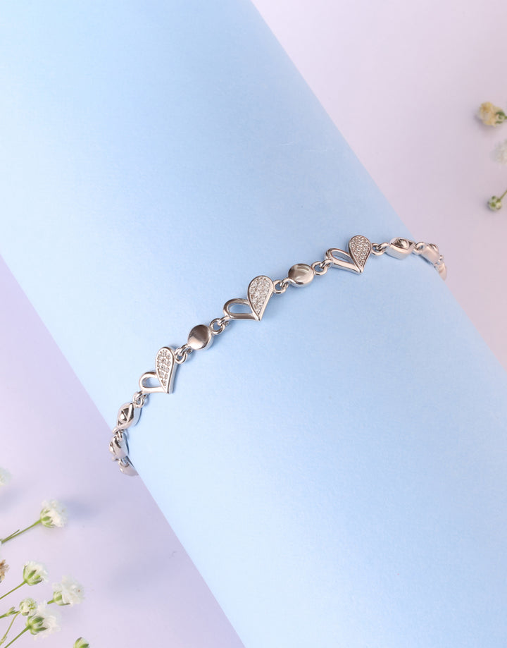 linked hearts sterling silver bracelet elegant design