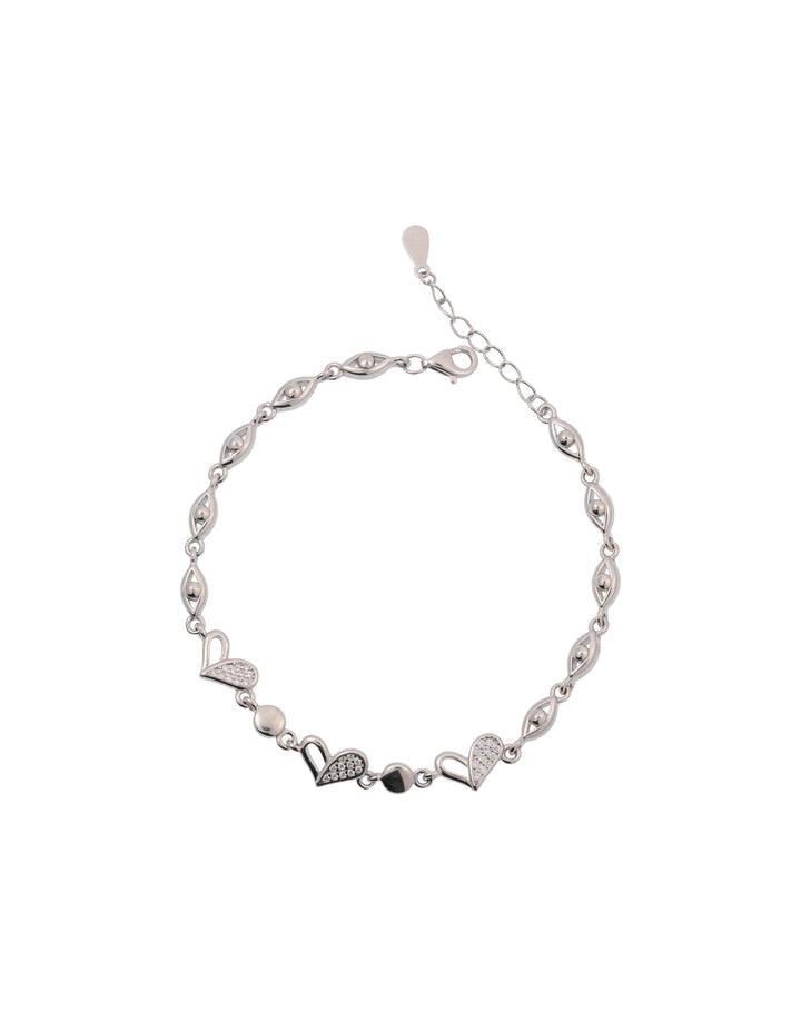 linked hearts sterling silver bracelet elegant design