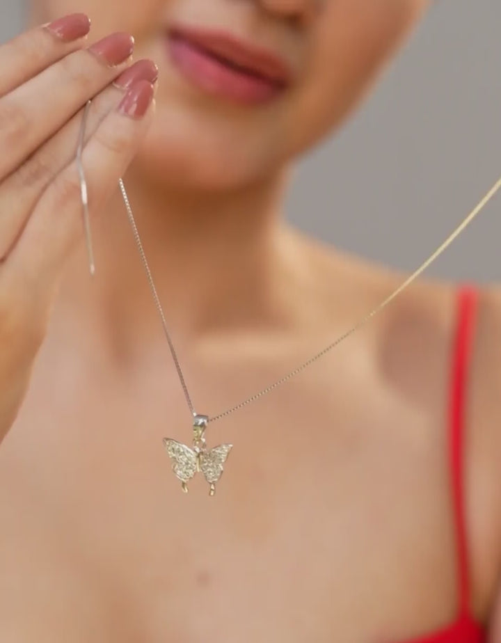 butterfly white sterling silver cz pendant charm