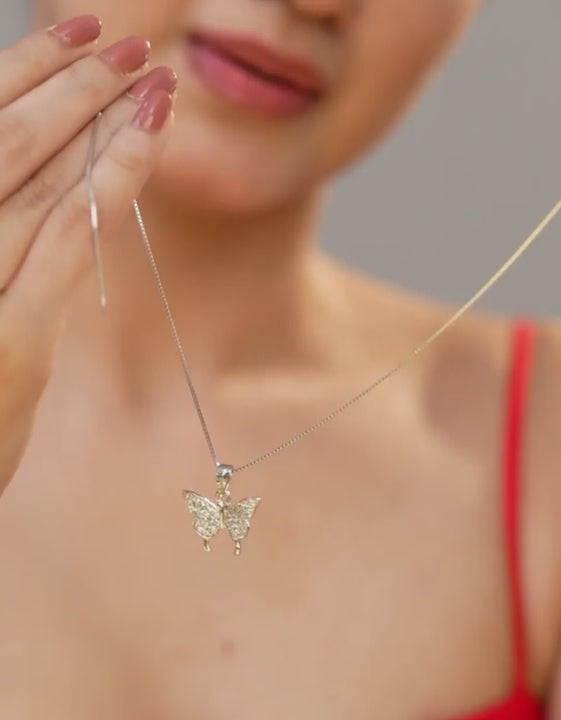 butterfly white sterling silver cz pendant charm