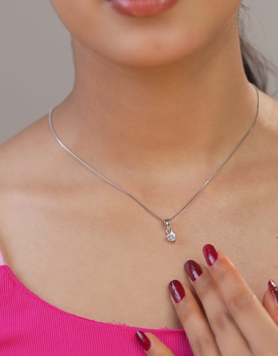 elegant sterling silver heart pendant charm with single cz stone