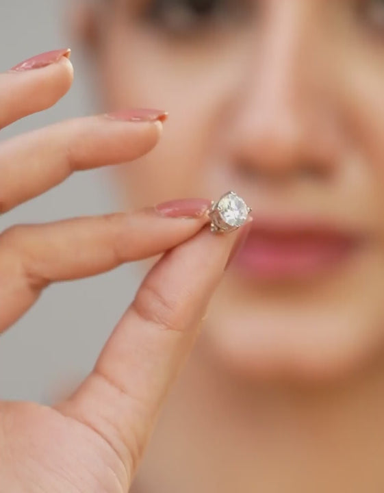 minimal princess-cut crystal sterling silver stud earrings