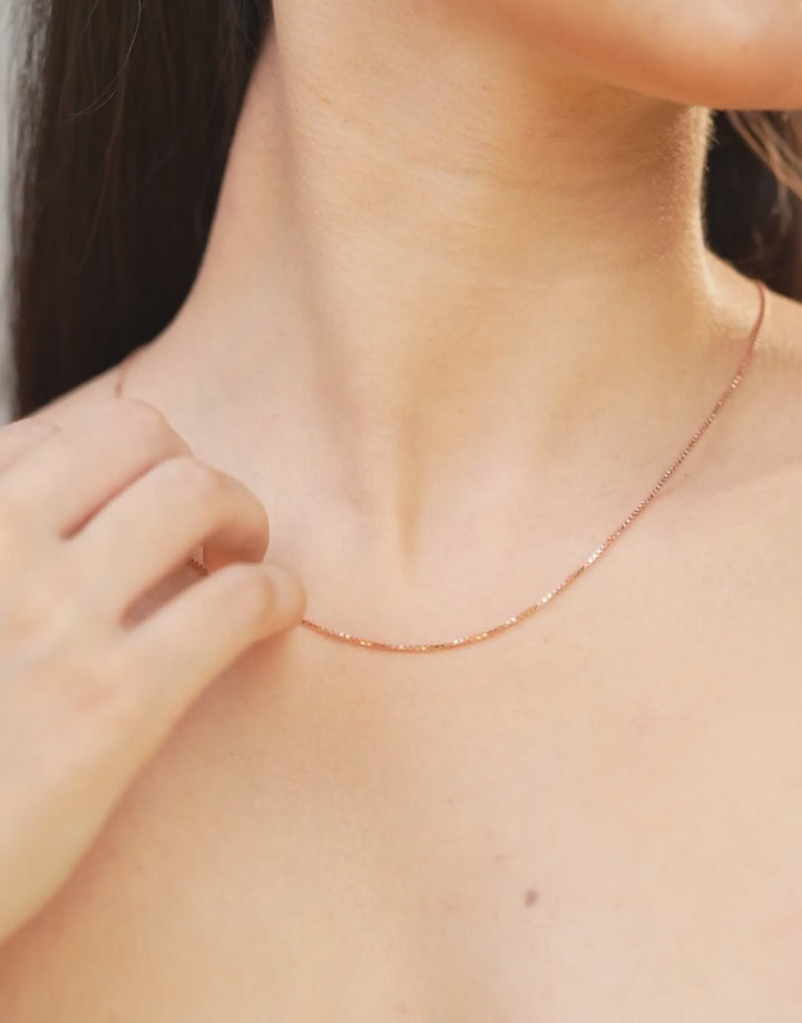 sleek rose gold plated sterling silver box chain