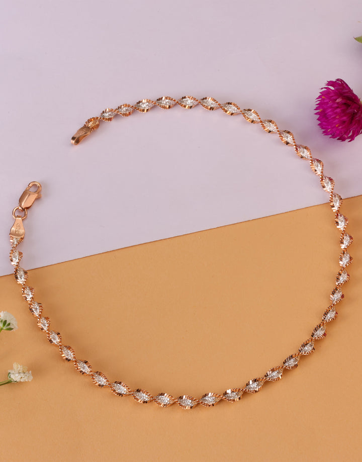 rose gold twisted sterling silver anklet stylish design