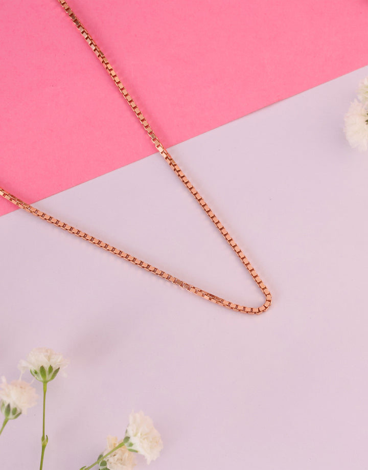 sleek rose gold plated sterling silver box chain