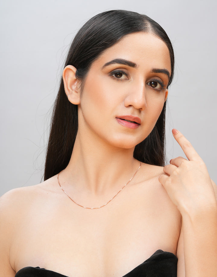 sleek rose gold plated sterling silver box chain