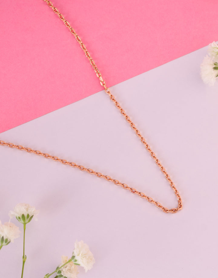 minimal rose gold link chain in sterling silver
