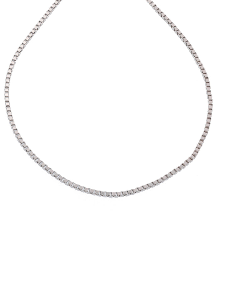 minimal sleek sterling silver box chain anklet