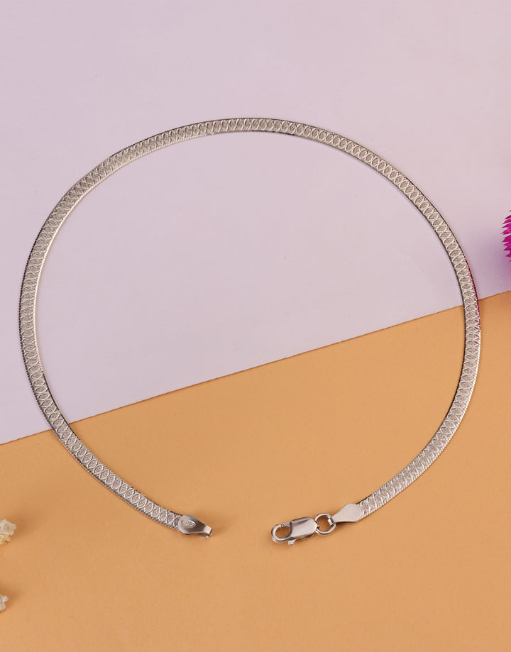 flat snake chain sleek sterling silver anklet